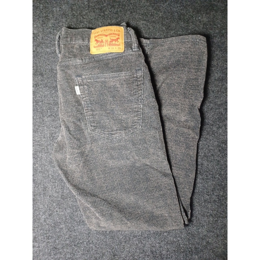Levis Mens 511 Slim Corduroy Pants Mens 31x29 Black Gray Stretch Pants